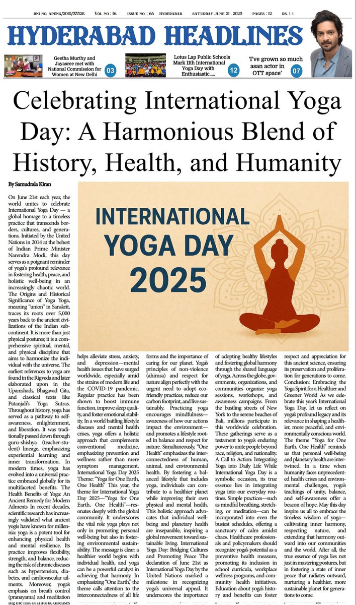 🌍🧘‍♀️ Celebrating #InternationalYogaDay2025 with the theme “Yoga for One Earth, One Health”! This year highlights yoga’s role in promoting personal well-being and environmental sustainability. Let’s embrace yoga for a healthier, greener future! 🌿#Yoga #Health #Sustainability