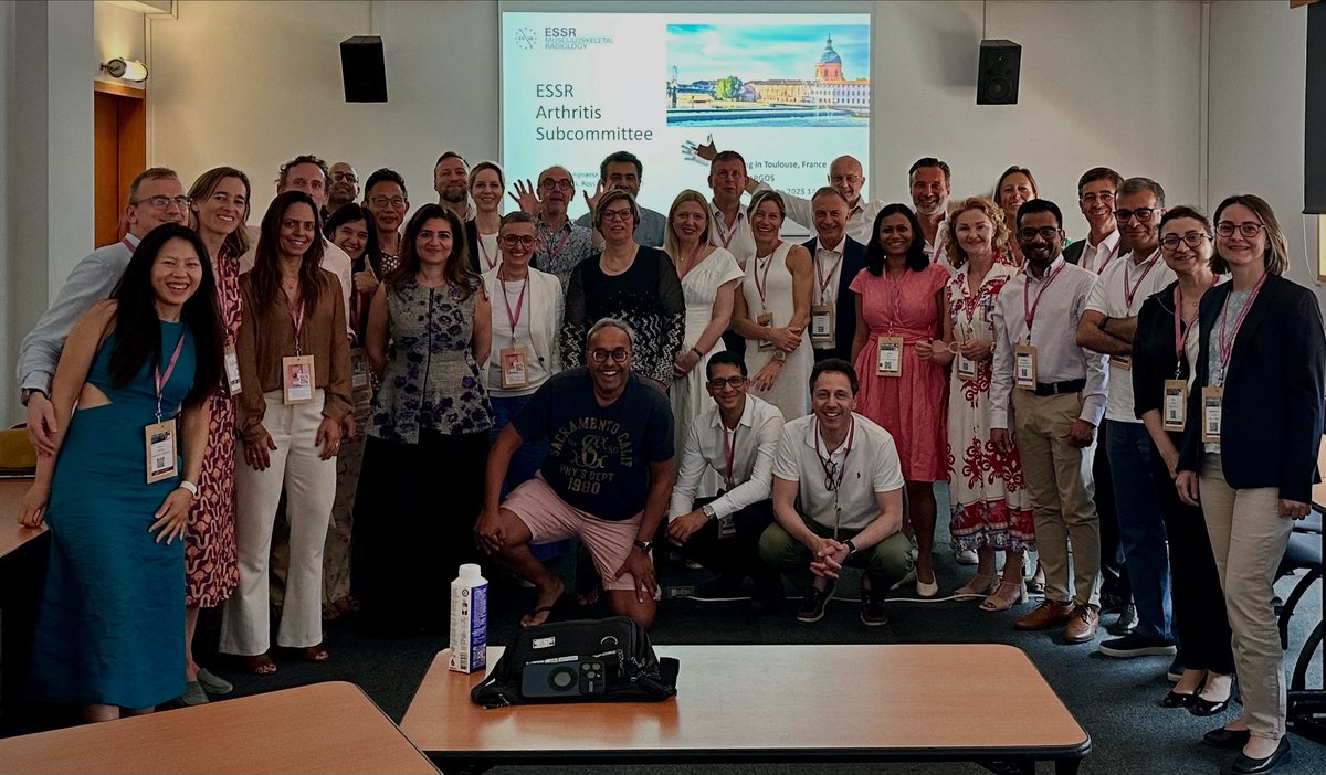ESSRmsk's tweet image. Smiles, strategy & shared vision in Toulouse!
The ESSR Arthritis Subcommittee met at ESSR2025 to drive forward MSK imaging in inflammatory joint disease—through collaboration, research & education.
Grateful for the dedication… and the laughs!
#Radiology #ArthritisImaging #ESSR
