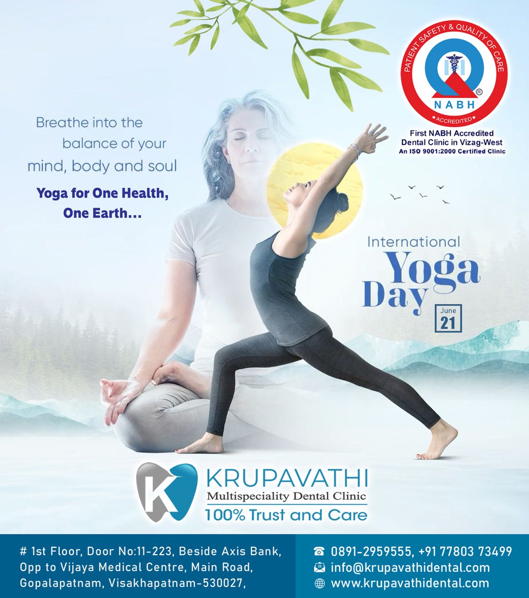 KmsdcVizag's tweet image. Yoga for One Health, One Earth

#TeamKrupavathiDental 
#DentalImplants  #ImmediateLoading 
#FixedCrowns #3DayDentalImplants  
#FullMouthRehab #Braces #BestDentalClinic #BestDentalClinicNearMe 
#BestDentalClinicVizag 
#BasalImplants #365DaysDentalClinic

youtu.be/jc2T3S6dBpg?si…