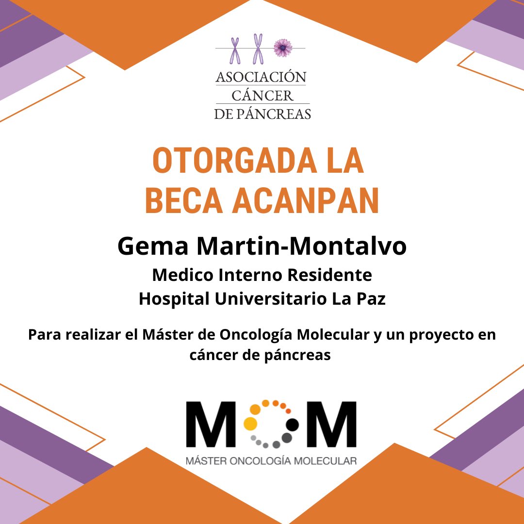 🎓 ¡Gema Martín Montalvo recibe la Beca ACANPAN para el Máster en Oncología Molecular del @CEB_madrid!

🔬 Su proyecto se centrará en #CáncerDePáncreas, una de las patologías más letales.

Desde @ACANPAN apostamos por formar investigadores que den esperanza a miles de pacientes.