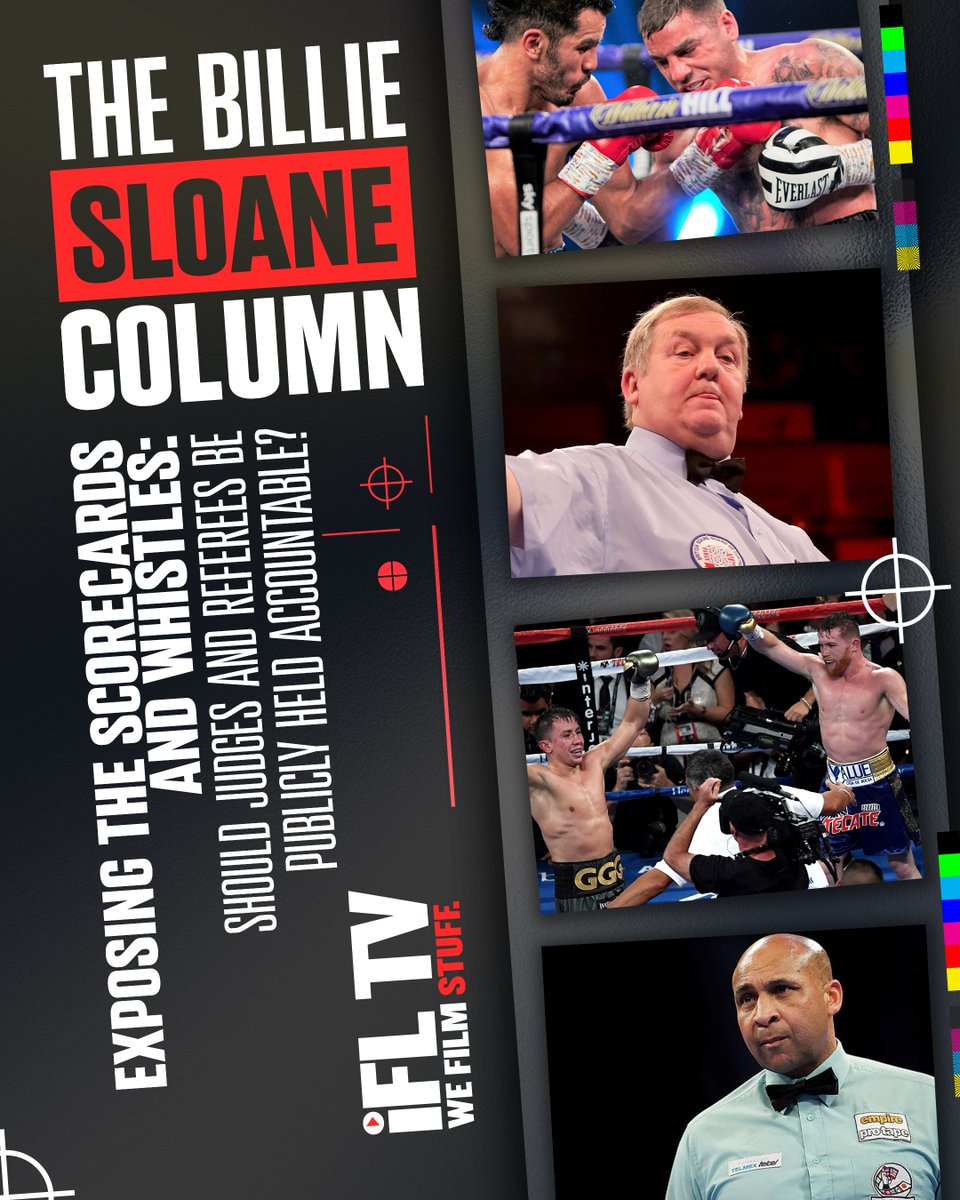 IFLTV's tweet photo. "We all hate bad decisions, but what’s the real solution? 

Public accountability? 

A full scoring overhaul? 

Read more in @Billie_Sloane’s column here 🔗 https://t.co/e0FrIuWKoU

#BoxingReform | #FairScoring | #BoxingControversy | #BoxingTalk https://t.co/N5GkAZGYxU