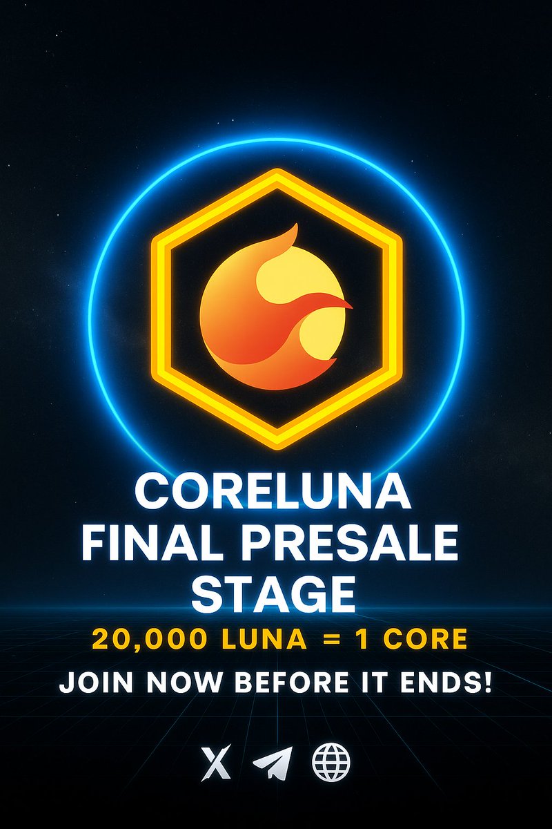 coreluna_dev's tweet image. 🚨Attention, #Coretoshis !

Just a few days left until the #CoreLuna listing on DEX! ⏳

Don’t miss this once-in-a-lifetime opportunity! Secure your spot now or regret it later! 🚀

Claim Your Airdrop Now💥

🌐 Web:  coreluna.com

📈 LUNA Presale is Now Live! 

#CORE
