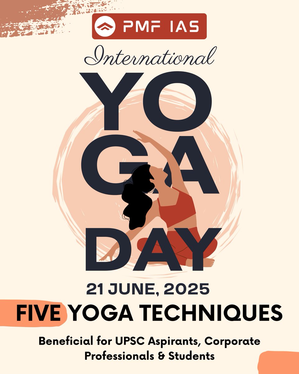 pmfias's tweet image. PMF is Committed Not Only to Your UPSC Studies but also to Helping You Maintain a Balance Between Your Physical and Mental Health

Here are Five Yoga Techniques that are Beneficial for UPSC Aspirants, Corporate Professionals &amp;amp; Students🧵
