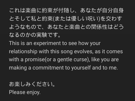 world's end girlfriend new song 🥺🌠💫

“Farewell, all my beloved songs
― this joy, this sorrow too
Farewell, all my beloved memories
Hold me tight
Please let the fire spread to me

We are burning
with the sound of pain,
and flowing tears
We become one star”

#weg_helix