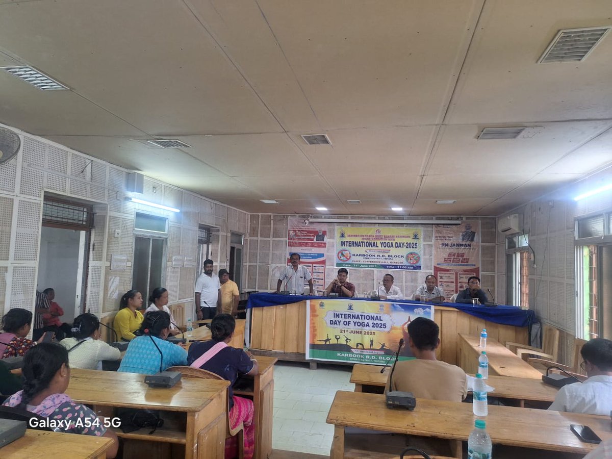 Block level Nasha Mukt Abhiyan and 11th International Yoga Day organised at Karbook R.D. Block Conference Hall on 21.06.2025 by BDO Karbook R.D. Block.

<a href="/mygovtripura/">MyGov Tripura</a> 
<a href="/DmGomati/">DM Office Gomati</a> 
<a href="/PIBAgartala/">PIB in Tripura</a> 
#YogaForOneEarthOneHealth
