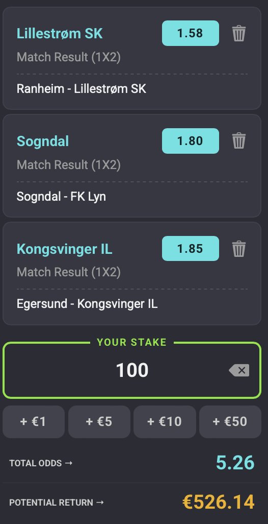 🇳🇴⚽️We're going with the big favourites for our Saturday #OBOS triple🙌 Wins for 🟡⚫️Lillestrøm, ⚪️⚫️Sogndal and 🔴⚪️Kongsvinger = Odds of 5.26 #Odds #Coolbet