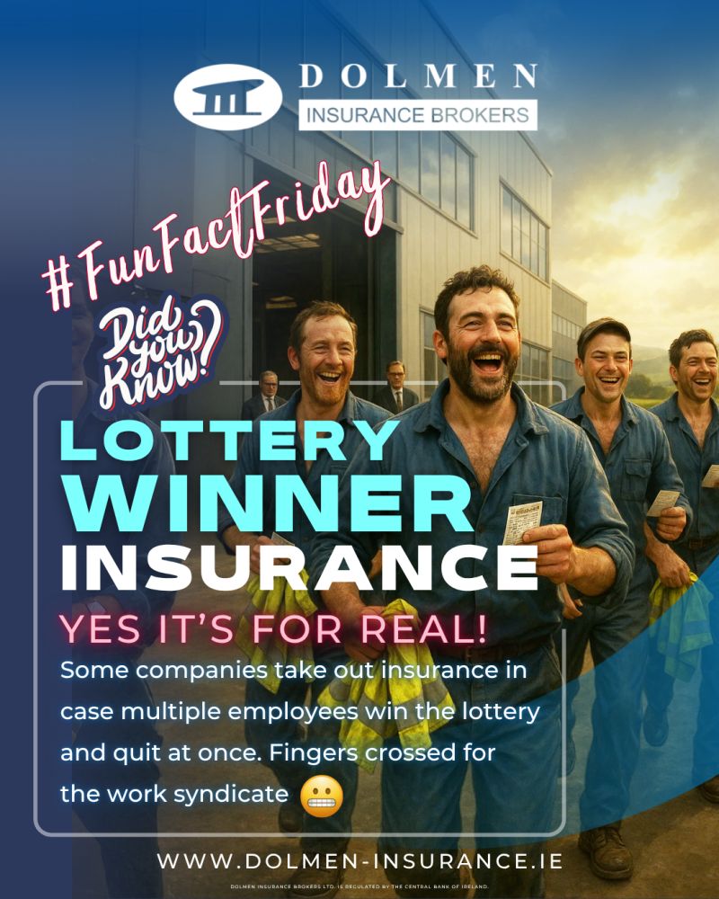 Did you know.. there's such a thing as Lottery Winner Insurance? Yep, it’s a real thing 😅

So if you’re an Irish business owner, and your whole team called in “sick” this morning... we really hope it’s not because they’re a syndicate that just scooped €250m

#FunFactFriday