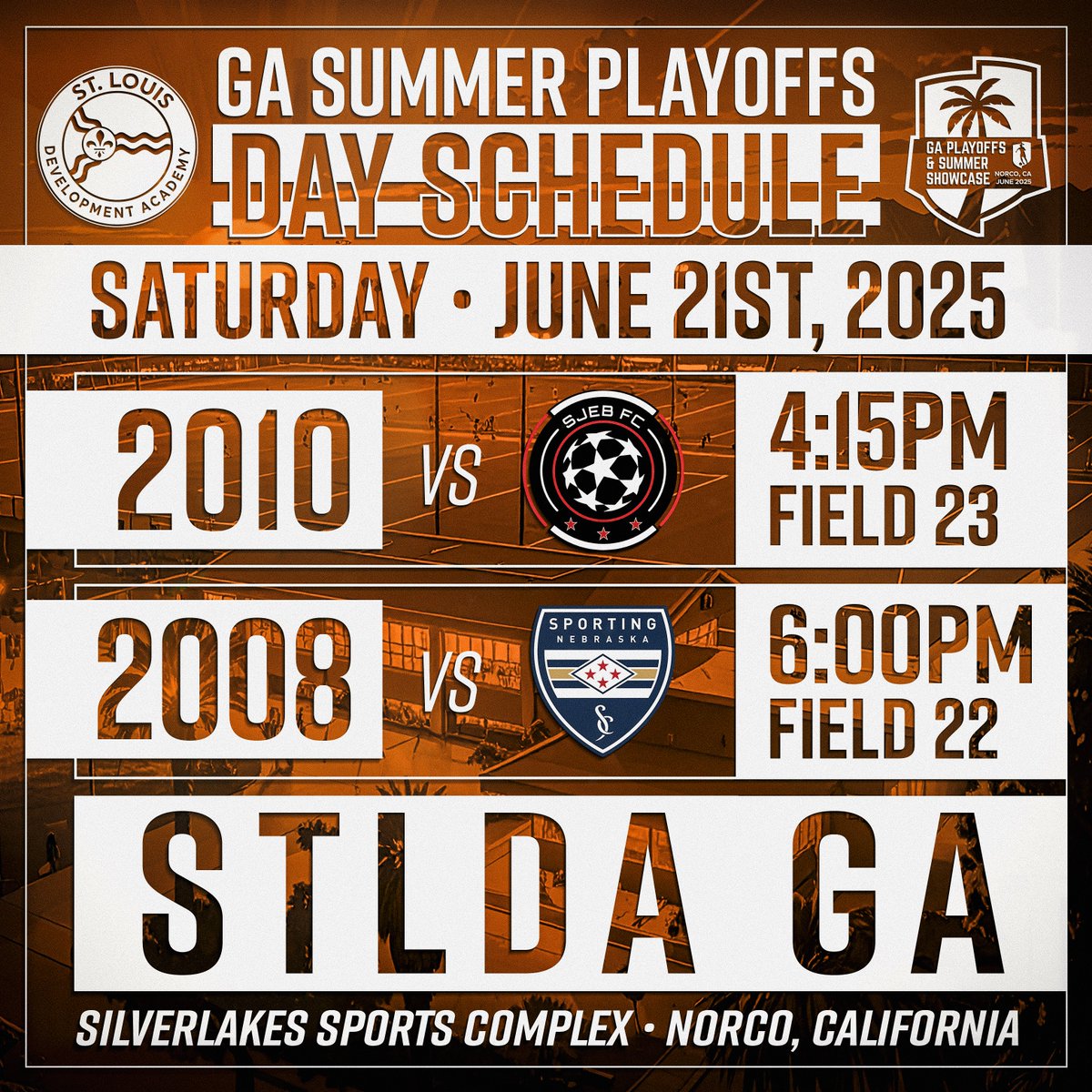 StLouisDAsoccer (@stldasoccer) on Twitter photo Two massive matchups set for Saturday!
2008 and 2010 take the stage in Day 3 of GA Playoffs.
Eyes on the prize.
#DevelopTheLou | #StLouisDA
<a href="/TheSoccerWire/">SoccerWire</a> <a href="/GAcademyLeague/">Girls Academy</a> <a href="/TopDrawerSoccer/">TopDrawerSoccer</a> <a href="/SoccerDadPod/">THE Soccer Dad-Pod 🎙️⚽️🎧</a> Two massive matchups set for Saturday!
2008 and 2010 take the stage in Day 3 of GA Playoffs.
Eyes on the prize.
#DevelopTheLou | #StLouisDA
<a href="/TheSoccerWire/">SoccerWire</a> <a href="/GAcademyLeague/">Girls Academy</a> <a href="/TopDrawerSoccer/">TopDrawerSoccer</a> <a href="/SoccerDadPod/">THE Soccer Dad-Pod 🎙️⚽️🎧</a>