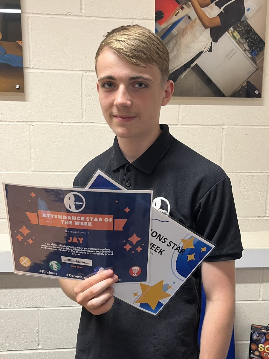Jay is interventions star and attendance star of the week at The Rowans- he has made a great start to Year 11 and is using every opportunity given to him to engage, learn and grow 🌟🌟🌟