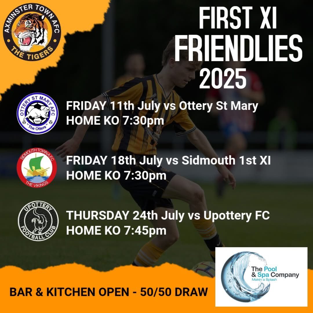Axminster Town A.F.C (@axminstertownfc) on Twitter photo Preseason friendly fixtures for our First XI.
#Tigers 🐅#Axminster 🧡#COYTigers⚽️
<a href="/swsportsnews/">South West Sports News</a> <a href="/swpleague/">WALTER C. PARSON PENINSULA LEAGUE</a> Preseason friendly fixtures for our First XI.
#Tigers 🐅#Axminster 🧡#COYTigers⚽️
<a href="/swsportsnews/">South West Sports News</a> <a href="/swpleague/">WALTER C. PARSON PENINSULA LEAGUE</a>