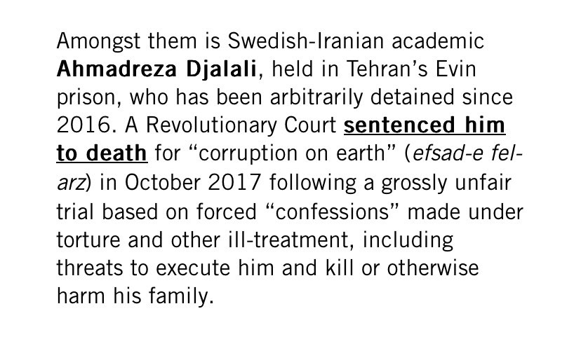 DeGraeveWies's tweet image. 🚨 Iran: Growing fears over torture and executions of individuals accused of ‘espionage’ for Israel, including Dr Ahmadreza Djalali #FreeDjalali
Full statement on: amnesty.org/en/latest/news…