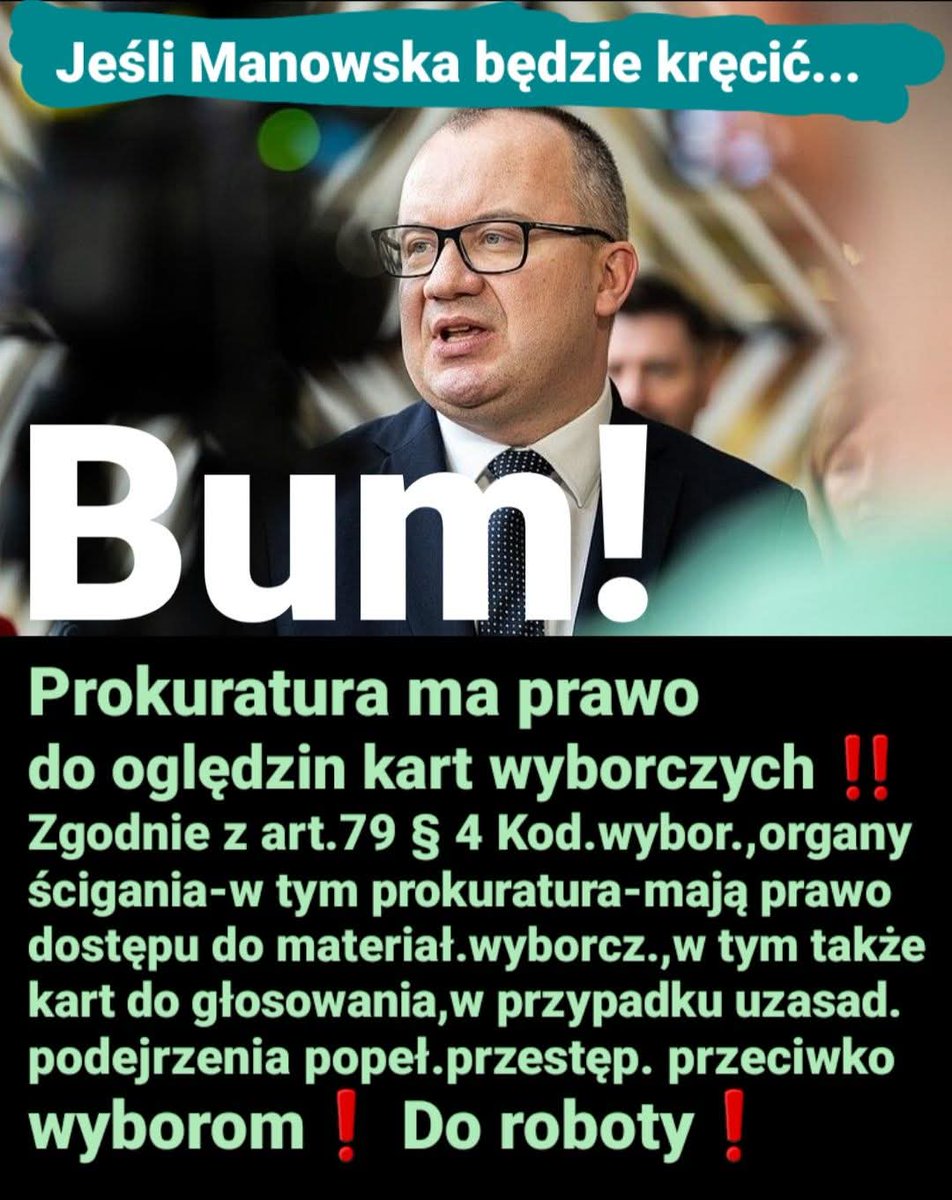 📢 PANIE PROKURATORZE <a href="/Adbodnar/">Adam Bodnar</a> CZAS ZAKOŃCZYĆ KABARET Z DUDĄ I MANOWSKĄ NA CZELE‼️

📢 O JAKICH POMYŁKACH🧐JEST MOWA😡TO BYŁA ➡️ ZAPLANOWANA, DOBRZE ZORGANIZOWANA AKCJA‼️
#PrzeliczyćWszystkieGłosy KROPKA‼️
Każdy WYBORCA ma prawo wiedzieć...