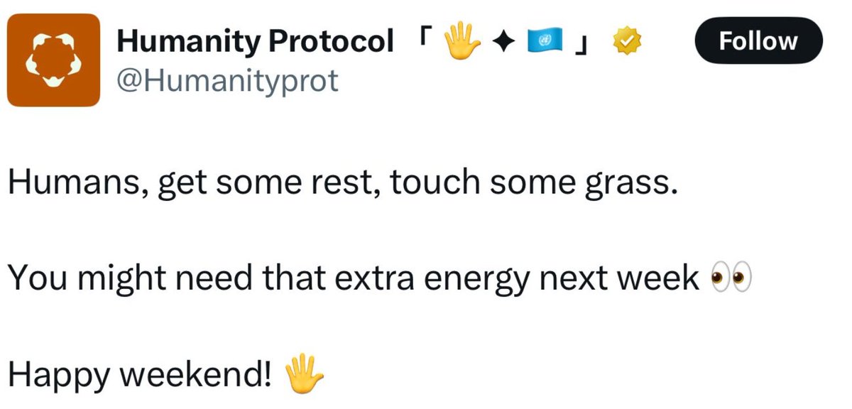 Abul Hasanat Manik (Ø,G) (@ahmanikdu47) on Twitter photo Breaking News
all kaito fam $H is coming Next week
CEX & DEX listing next week
todays snapshot will be taken
complete your palm verification and connect twiiter being proof of humanity ,,
<a href="/Humanityprot/">Humanity Protocol 「 🖐️ ✦ 🇺🇳 」</a> lets cooking hard ,we eagerly waiting
GHuman fam Breaking News
all kaito fam $H is coming Next week
CEX & DEX listing next week
todays snapshot will be taken
complete your palm verification and connect twiiter being proof of humanity ,,
<a href="/Humanityprot/">Humanity Protocol 「 🖐️ ✦ 🇺🇳 」</a> lets cooking hard ,we eagerly waiting
GHuman fam