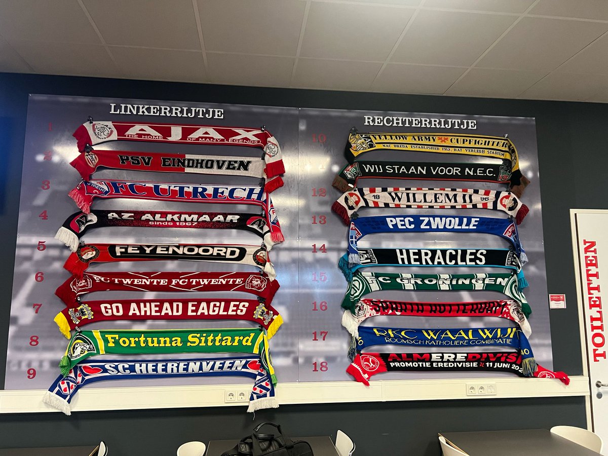 Dutch league table displayed in scarfs throughout the season 👌🏼

<a href="/eredivisie/">Eredivisie</a>