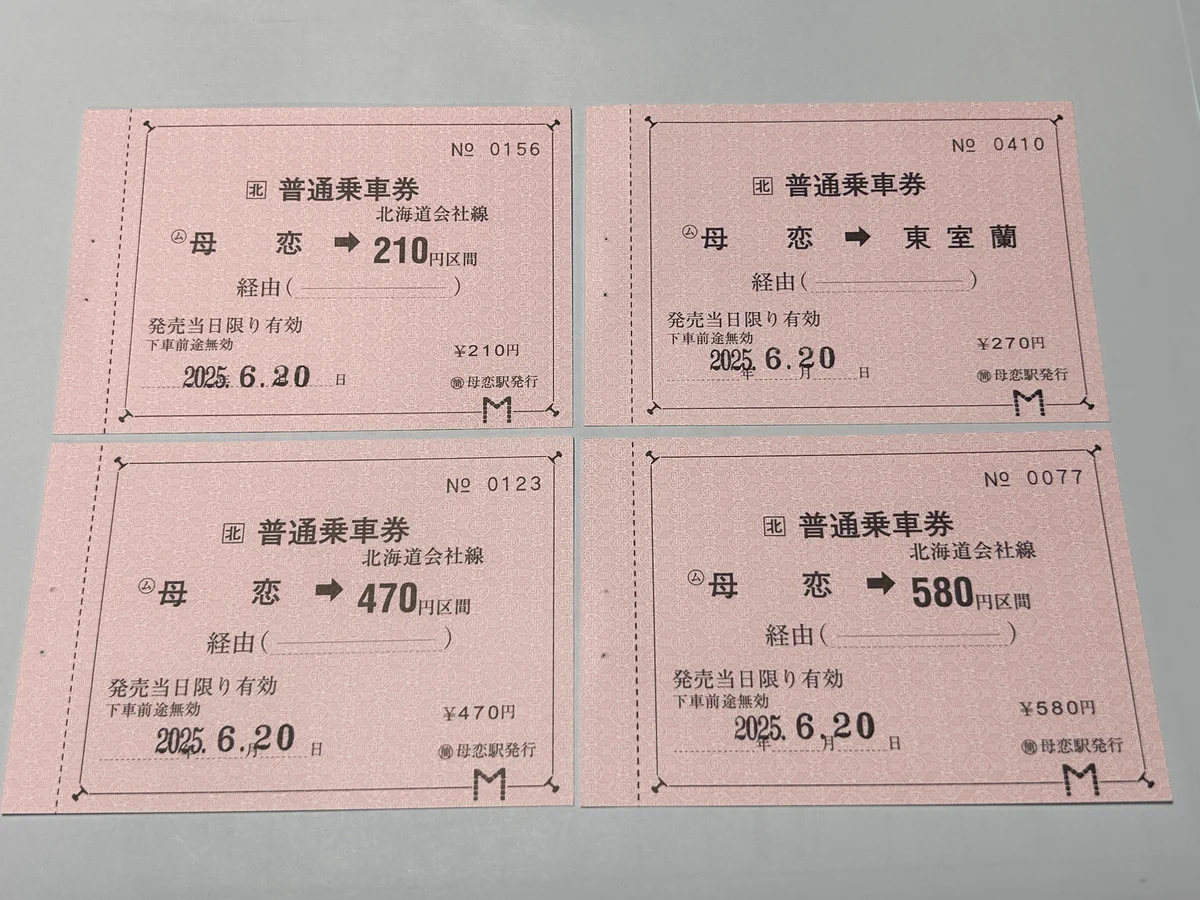 JR北海道 室蘭本線「母恋駅（母の日）」硬券2枚（販売終了品） JR