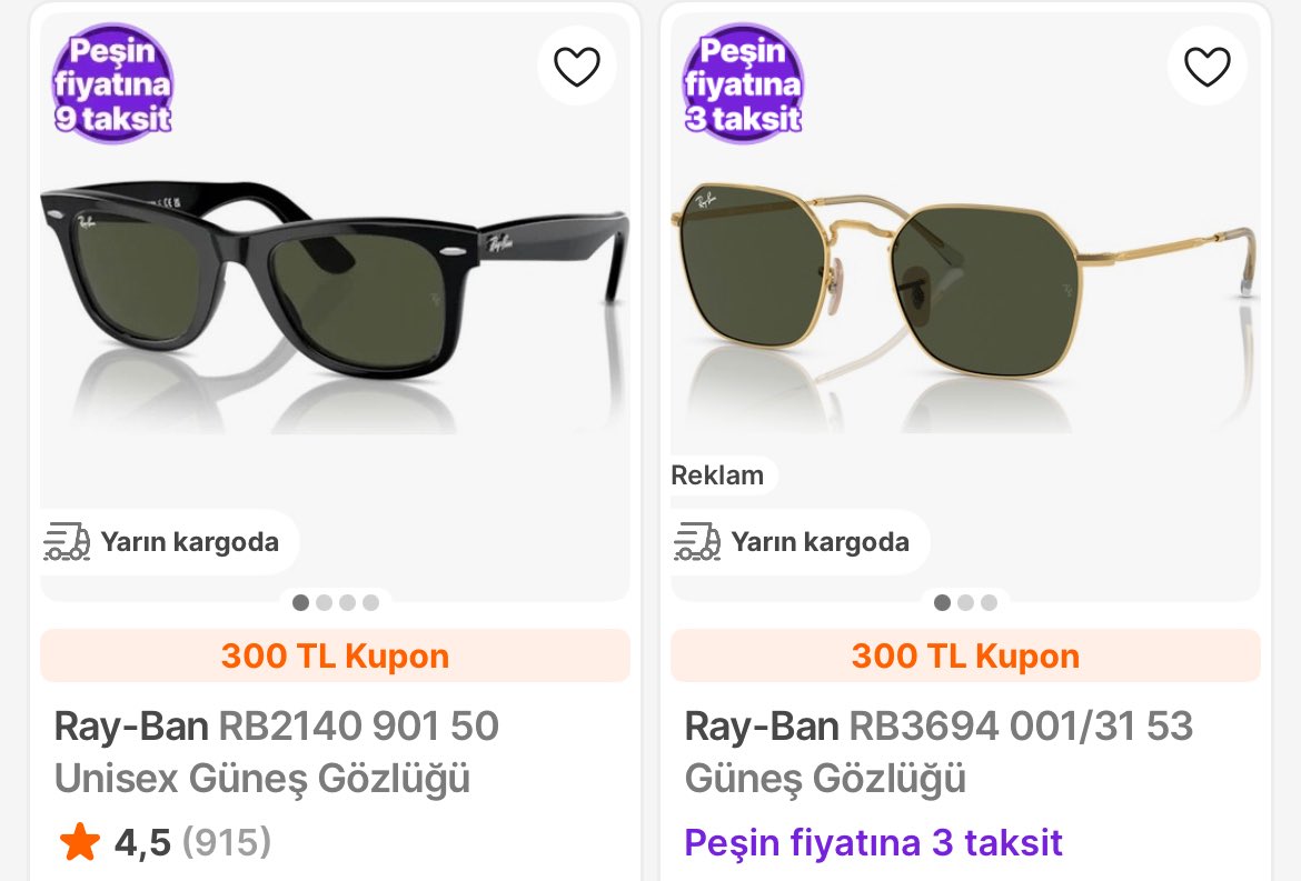 Şu an güneş gözlüğü almanın tam sırası.. Çünkü

Ray Ban'da fiyatlar neredeyse yarı fiyata kadar indi...

tr.ee/rayban #işbirliği