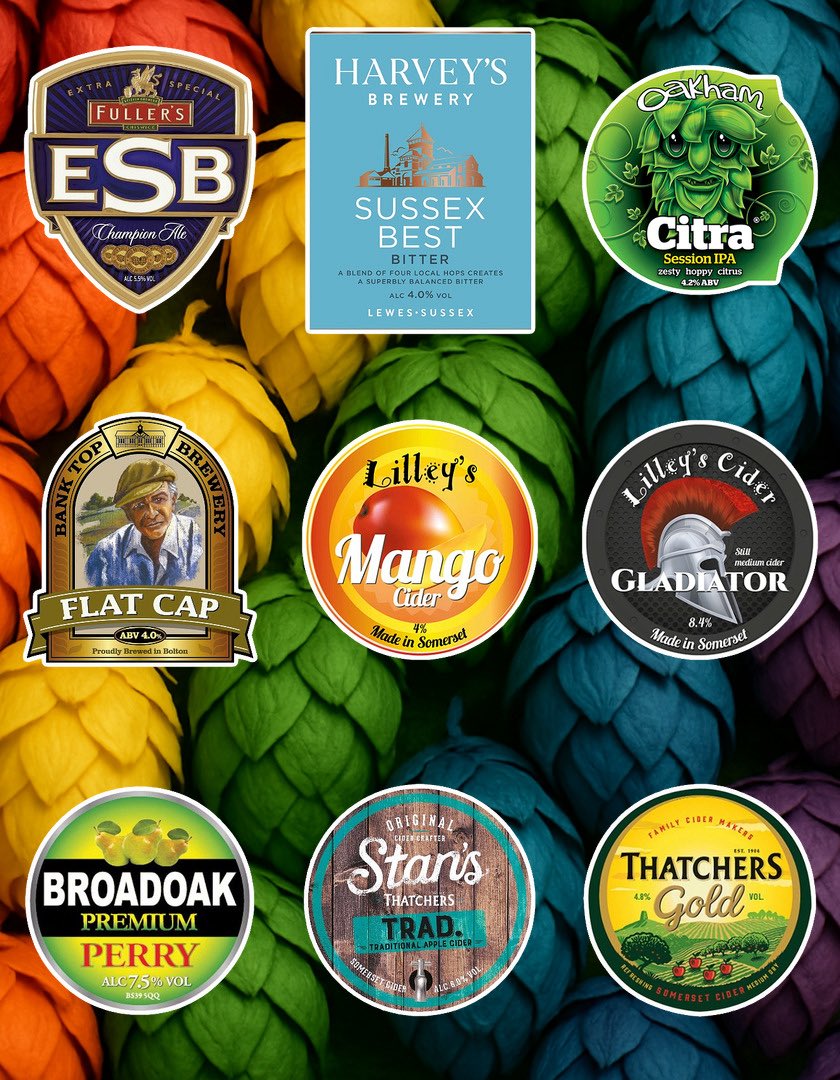 Beer Board: goo.gl/wdNYZ8
@Fullers <a href="/Harveys1790/">Harvey's Brewery</a> <a href="/OakhamAles/">Oakham Ales</a> <a href="/BankTopBrewery/">Bank Top Brewery</a> <a href="/lilleyscider/">Lilley's Cider</a> <a href="/FetchTheDrinks/">Fetch The Drinks</a> <a href="/thatchers_cider/">Thatchers</a> 
#RealAleFinder