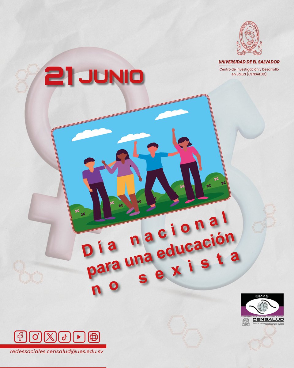 OPPS de CENSALUD reconoce la educación no sexista como el fomento del respeto mutuo, la empatía y la comunicación efectiva entre los géneros y promueve la construcción de relaciones basadas en la igualdad

#censaludues  #saludmental #InvestigaciónCientíficaUES #saludpública