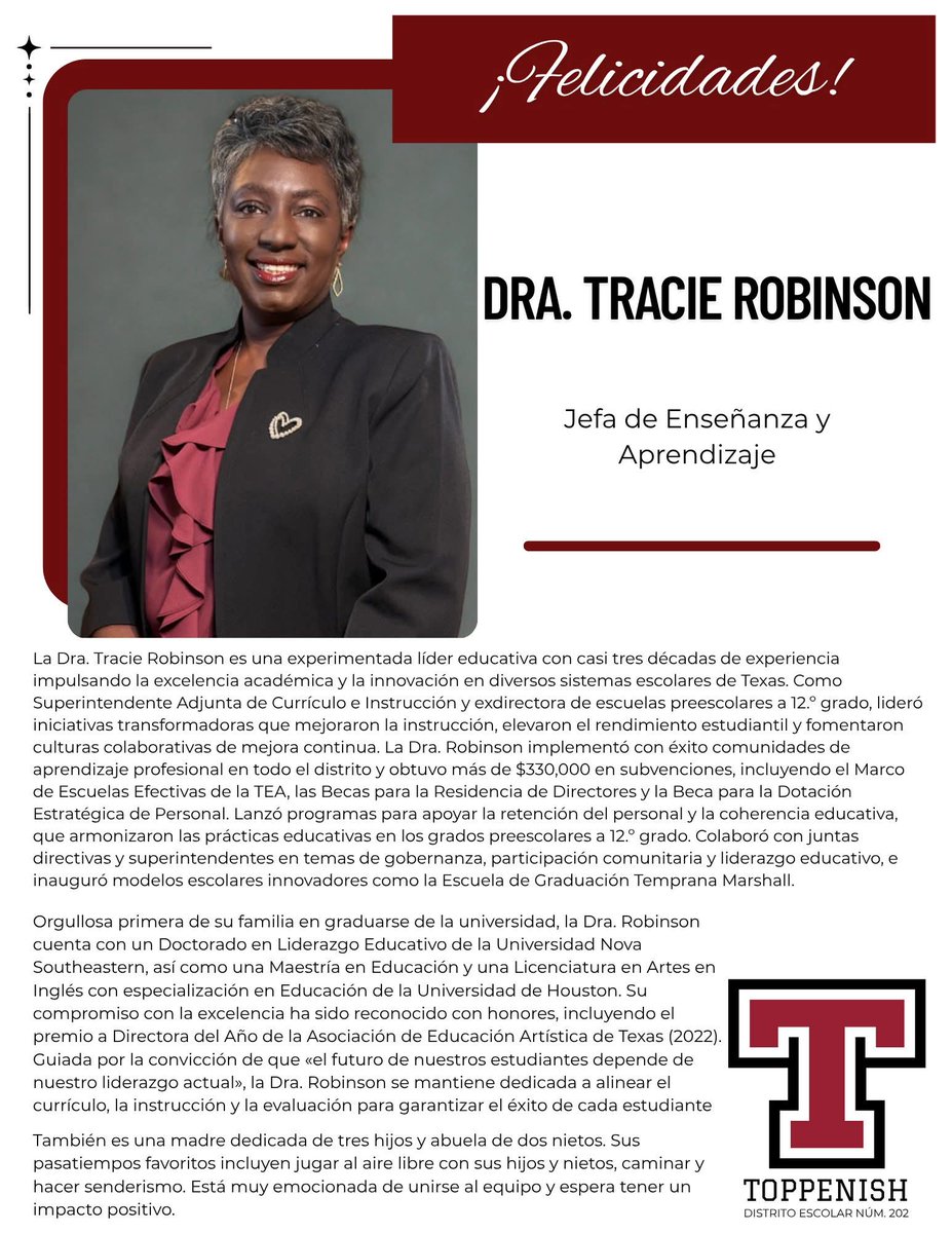 Congrats Dr. Robinson, and welcome to Team Toppenish!!
#WeAreGreaterTogether
