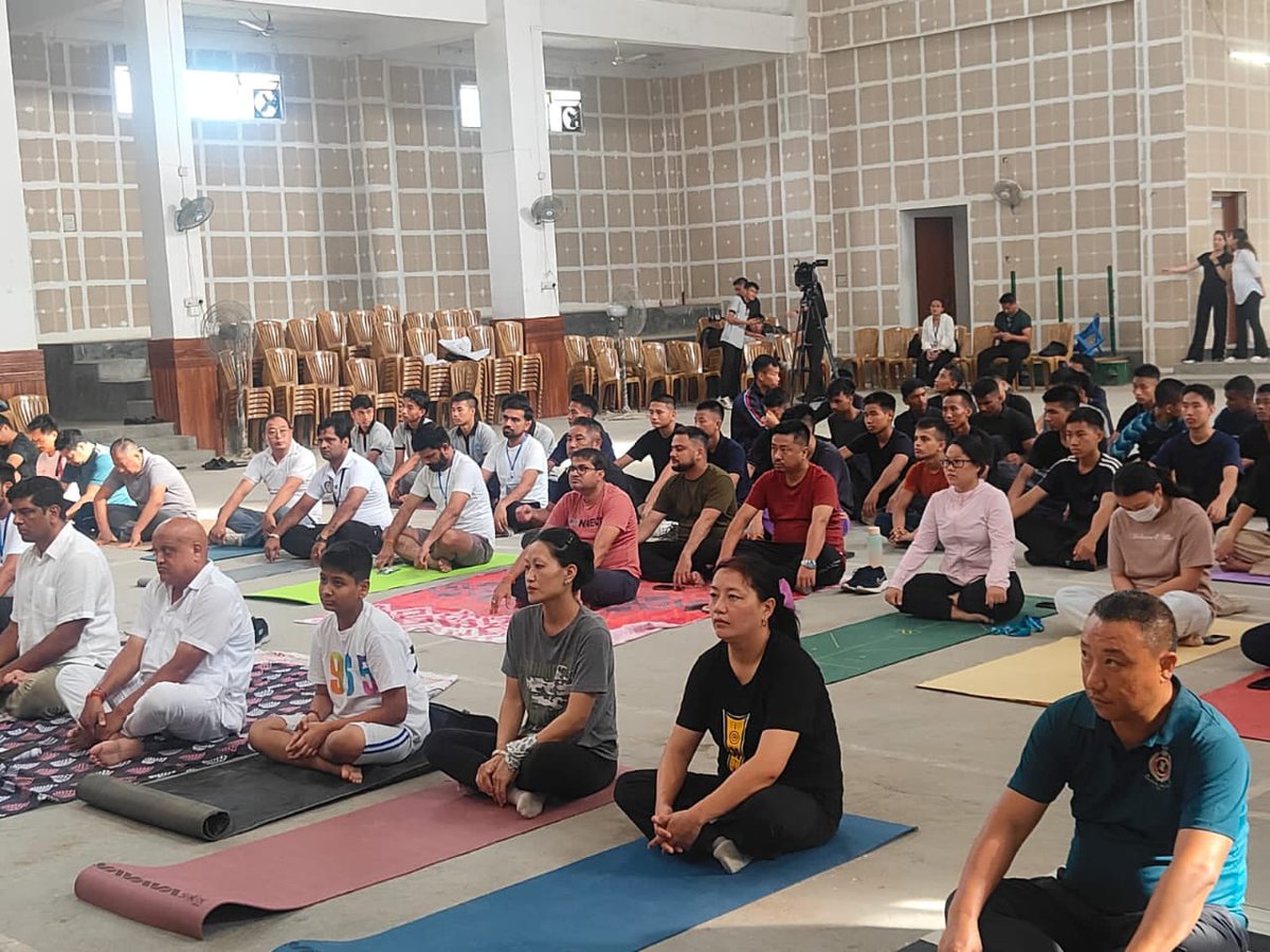 BJP4Nagaland's tweet photo. Yoga has become a global movement for wellness and harmony under the visionary leadership of PM @narendramodi ji.

The Bharatiya Janata Party, Dimapur District, celebrated the 11th International Yoga Day 2025, with the theme ‘Yoga for One Earth, One Health’.

“Yoga isn't just an exercise. It is a way of life.” – PM Modi

@BJP4India @JPNadda @blsanthosh @anilkantony @YepthomiBen @YanthungoPatton @abhaygiribjp