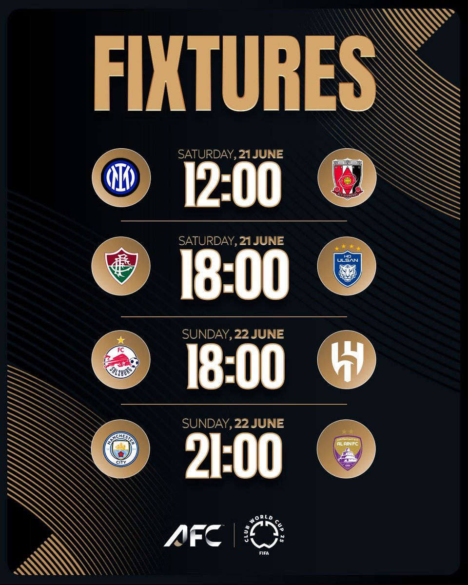theAFCCL_ar's tweet image. جاهزون لكتابة التاريخ 💪
إليكم مواعيد مباريات ممثلي القارة الآسيوية في الجولة الثانية من كأس العالم للأندية 🤩