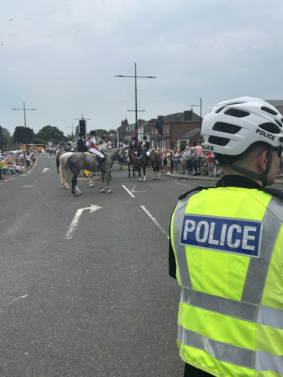 Our Community Officers on cycle patrol have now completed this years Guid Nychburris Riding of the Marches having escorted the Cornet &amp; Cornets Lass around #Dumfries. It was a warm day but we got everyone around safely. Huge thanks to everyone who cheered us around the route.