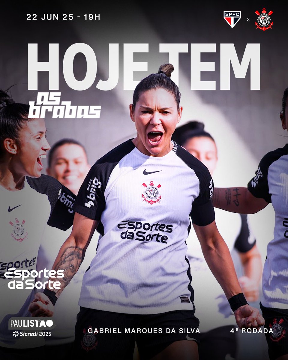 HOJE É DIA DE MAJESTOSO NO PAULISTÃO FEMININO, FIEL! 🏴🏳️

⚽ São Paulo x Corinthians
🏆 Campeonato Paulista (4ª rodada)
⏰ 19h (horário de Brasília)
🏟️ Estádio Municipal Prefeito Gabriel Marques da Silva
📺 Max, Space, CazeTV e Record News

#CorinthiansFutebolFeminino