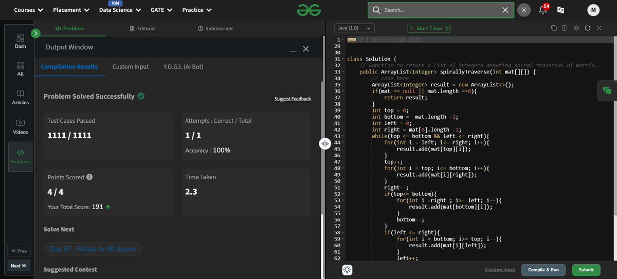 Darshan_031's tweet photo. Day 33 to 36 Solving GFG160 Days Challenge
@geeksforgeeks

#GFGChallenge #CodingJourney #gfg160 #geeksforgeeks #geekstreak2025Day https://t.co/tzqXBdtcfy