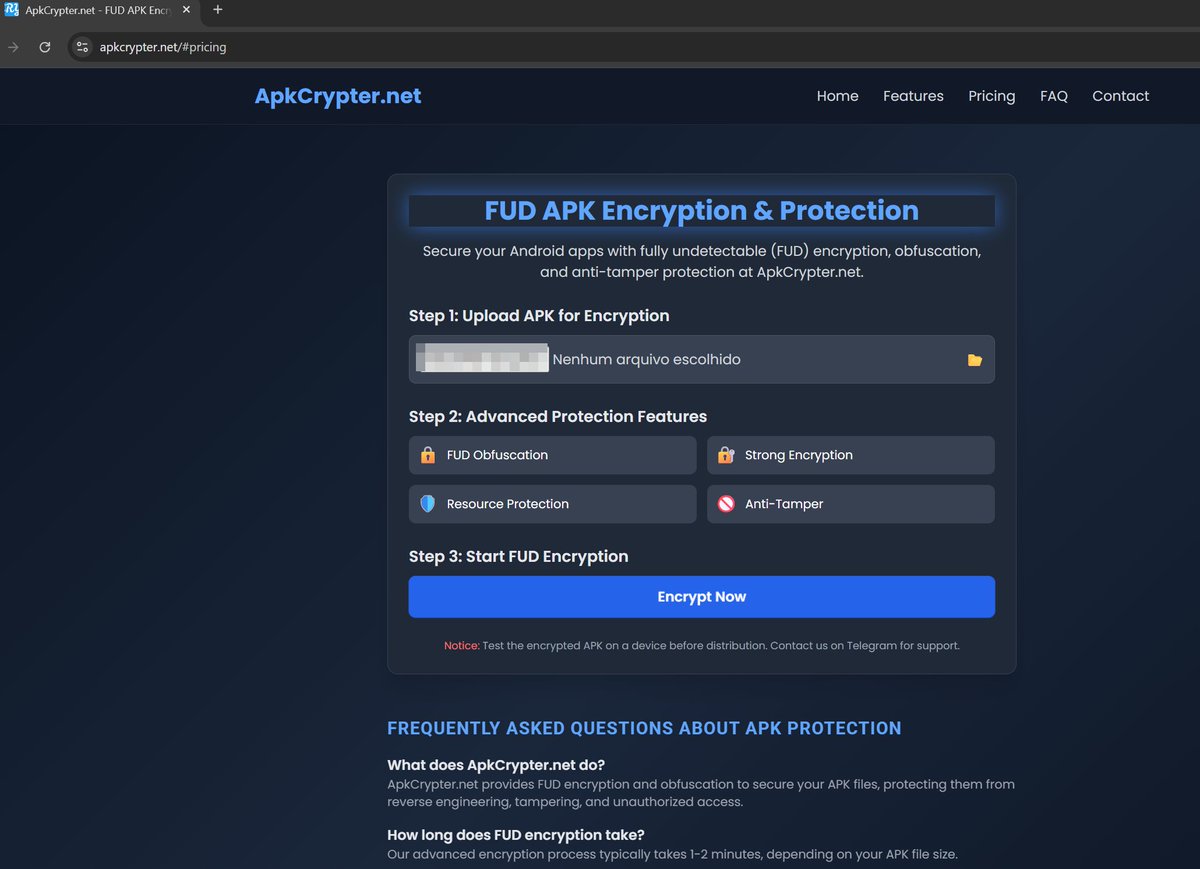 setThreatTitle's tweet image. hxxps://apkcrypter.net (Advanced Malware Crypter)
Suspicious wallets:
'Bitcoin', address: 'bc1qhv7nq73lz3s559zrr2pk4yr6qacal29q0h8anp
'Ethereum', address: '0x9C325989e429cd149f7963F81F808d3Fe7E24398
'TRC20 USDT', address: 'TKDC9CnQFGXA8prDgtkKie7JzrSHYt7ddq