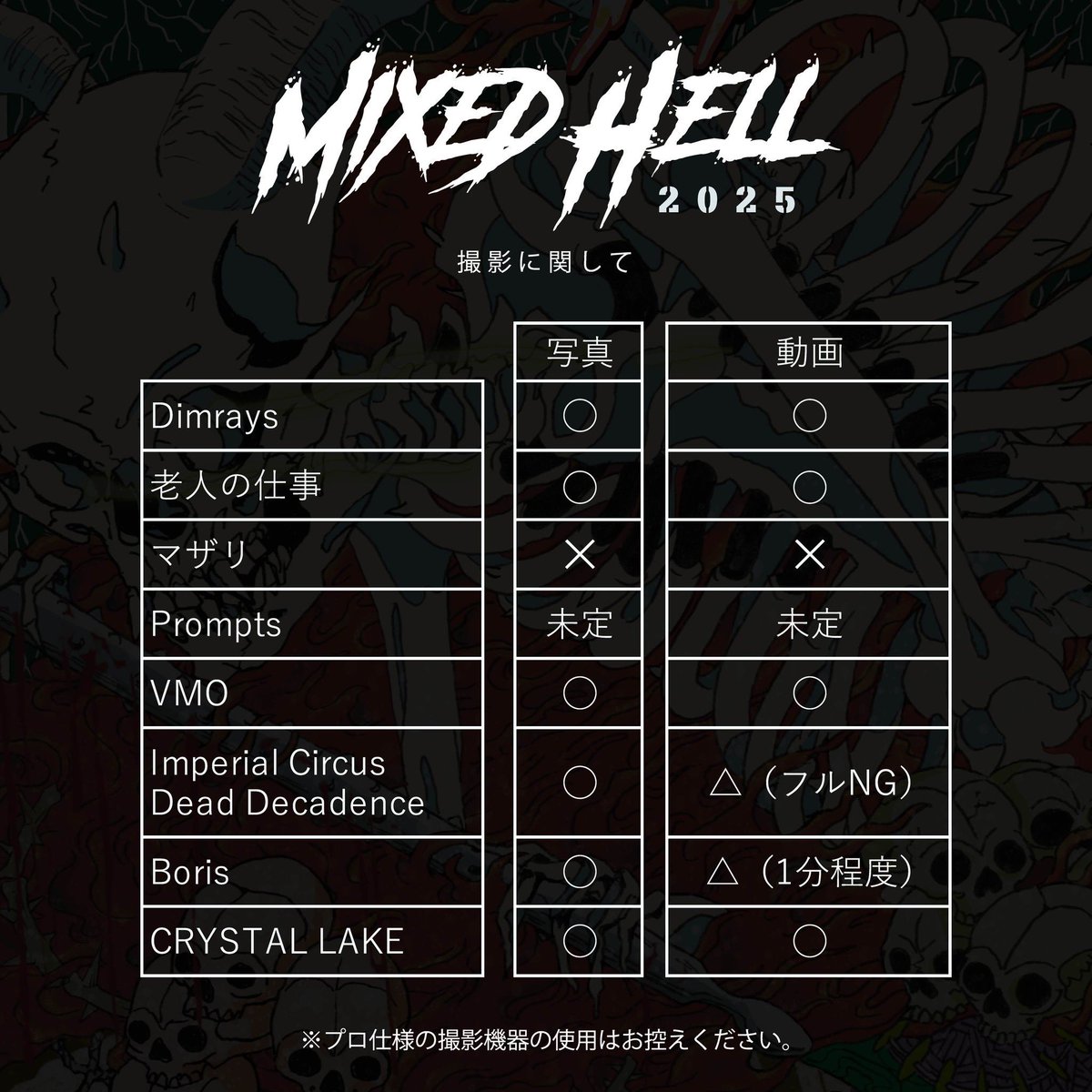 明日ﾉ御案内】 6月22日(日) 『MIXED HELL 2025』 会場 : 川崎CLUB