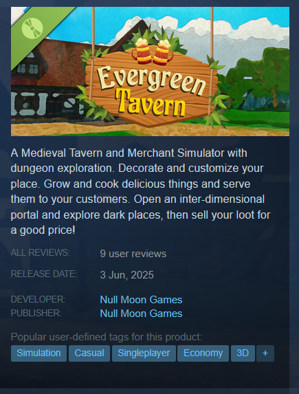 nullmoongames's tweet image. If y&apos;all played Evergreen Tavern Demo on Steam, or want to play it, please note that leaving a review will make you 10th, which will trigger the &quot;Positive&quot; thing... Just sayin&apos; 🥹👉👈

Have a great weekend

#screenshotsaturday #IndieGameDev