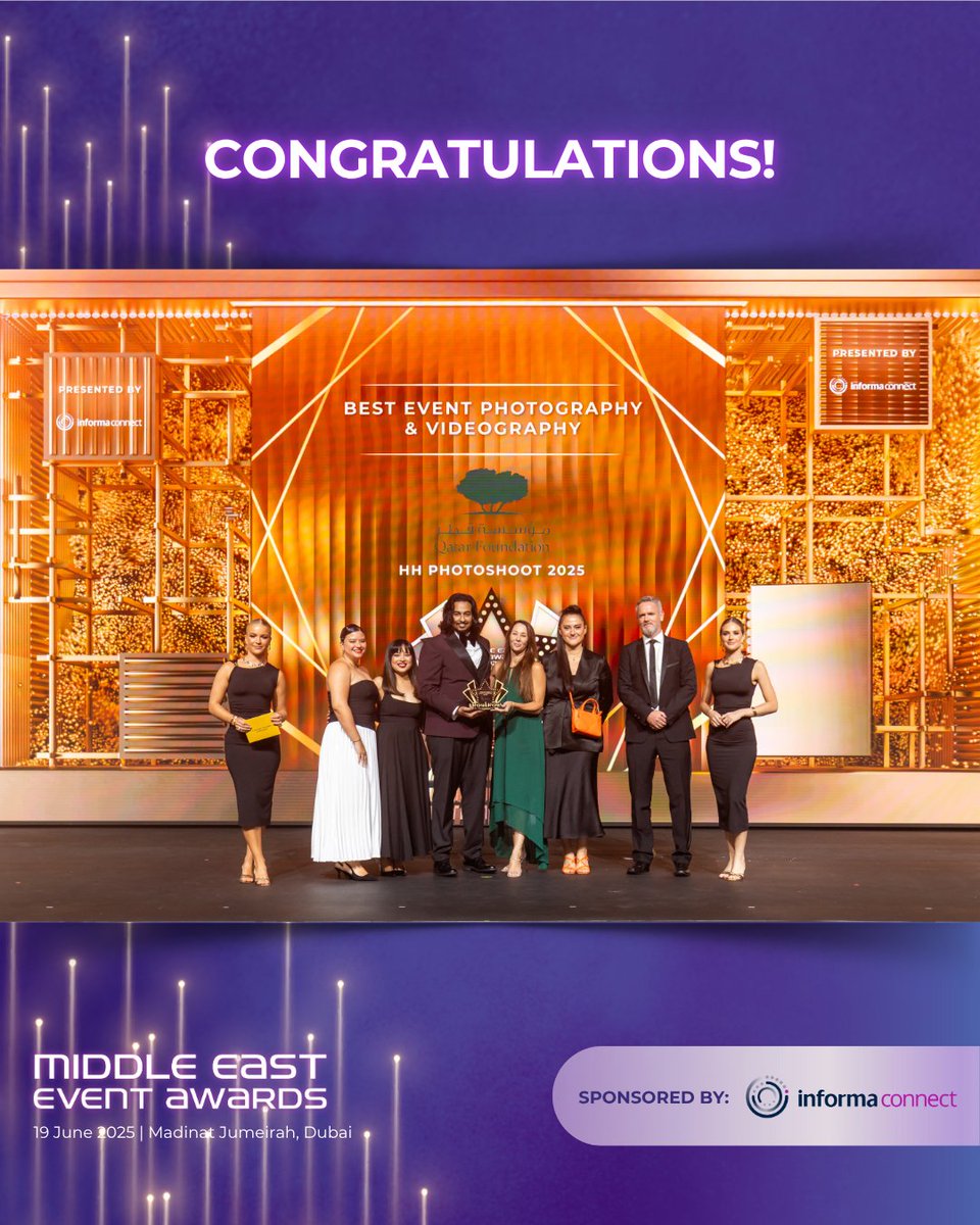 Middle East Event Show (@meeventshow) on Twitter photo Congratulations to Fischer Appelt Middle East for HH Photoshoot 2025 on winning the Best Event Photography & Videography category! ๐
Your work continues to set new standards in the events space ๐
Thank you to our category sponsor <a href="/InformaMEA/">Informa Connect Middle East</a>. Congratulations to Fischer Appelt Middle East for HH Photoshoot 2025 on winning the Best Event Photography & Videography category! ๐
Your work continues to set new standards in the events space ๐
Thank you to our category sponsor <a href="/InformaMEA/">Informa Connect Middle East</a>.