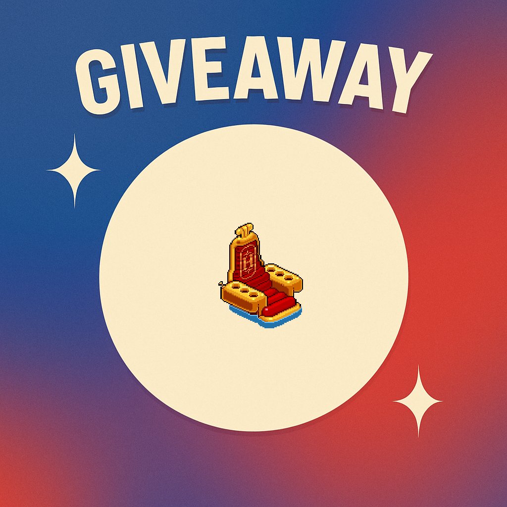 Giveaway all hotel #Habbo 

X1 Summer Throne NFT for you🫵
X1 Summer Throne NFT for your friend 🎁

1⃣ RT   
2️⃣ Like &amp; Follow <a href="/Jiren_Hb/">• -Jiren | Carte •</a> 
3️⃣ Tag your friend 

Tas - ( 31 / 07 / 25 ) GOOD LUCK! 🤞🏼

<a href="/HabboNFT/">Habbo NFT</a> <a href="/Habbo/">Habbo</a>