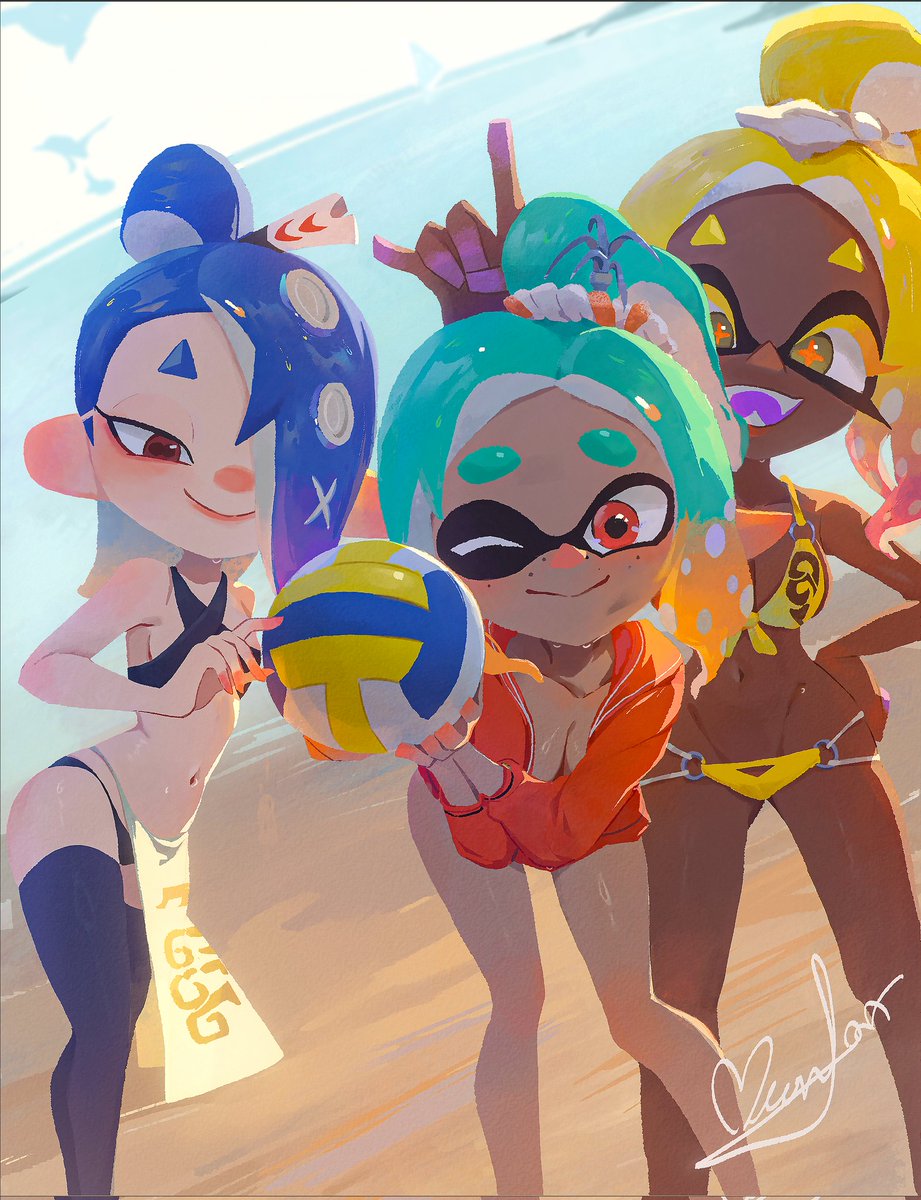 zhang_tian57284's tweet image. Swimming seems a bit dangerous, so how about playing volleyball together?
泳ぐのはちょっと危ないから、一緒にバレーボールをしませんか?
#SPLASHSUMMER2025 #Splatoon3
#splatoonart
