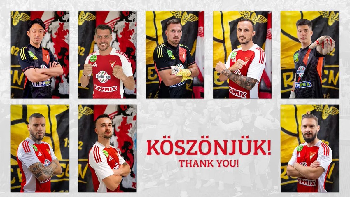 ❌🔴 DVSC announced the departure of 8 players:

- 🇯🇵 Shuichi Gonda
- 🇭🇺 Gergő Kocsis
- 🇭🇺 Balázs Megyeri
- 🇷🇸 Arandjel Stojkovic
- 🇭🇺 Krisztián Hegyi*
- 🇧🇷 Maurides
- 🇸🇪 Henrik Castegren*
- 🇧🇬 Kristiyan Malinov

Negotiations are still ongoing regarding Hegyi's return and