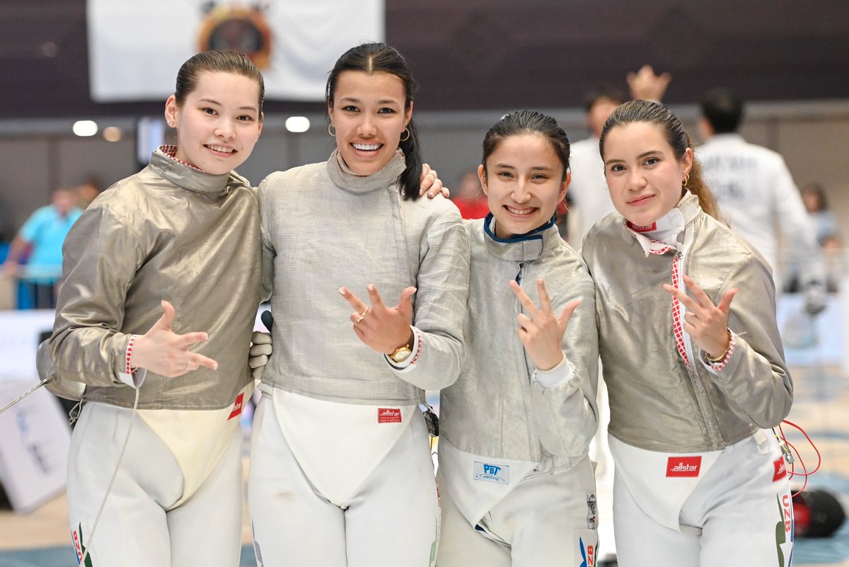 FIE_fencing's tweet photo. Day 5 at the 2025 Asian Fencing Championships in Bali! 🇮🇩
🥉 Bronze medal match in the Women’s Team Sabre!
🇺🇿 Uzbekistan edged out 🇨🇳 China 45-43 in a thrilling battle for the podium! ⚔️🔥

📊 Results: https://t.co/BUAYuoCdip
📺 Livestream: https://t.co/qzLKm9Rva2

#fencing #escrime #esgrima #FIE #AsianChampionships #Bali2025 #Indonesia #zonalchampionships #sabre
📸 Eva Pavia Gomes | #BizziTeam