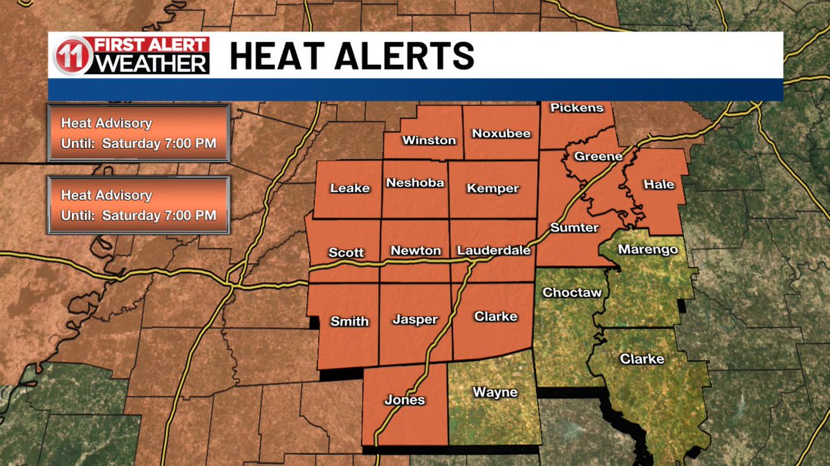 Heat index values of 105 degrees or higher expected. Remember heat safety: Stay hydrated, avoid strenuous activities during the heat of the day, and take frequent breaks if you must be outside working. wtok.com/?utm_source=tw…