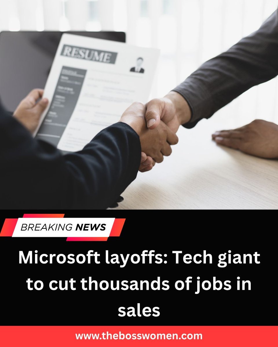 BossWomenMedia_'s tweet photo. Microsoft is preparing for another sweeping round of layoffs, with thousands of jobs set to be cut in its global sales division by early July. 

#MicrosoftLayoffs #TechRestructuring #AITransformation #SalesShakeup #FutureOfWork #SatyaNadella #AIInvestments #WorkforceShift https://t.co/BHKULqs7hc