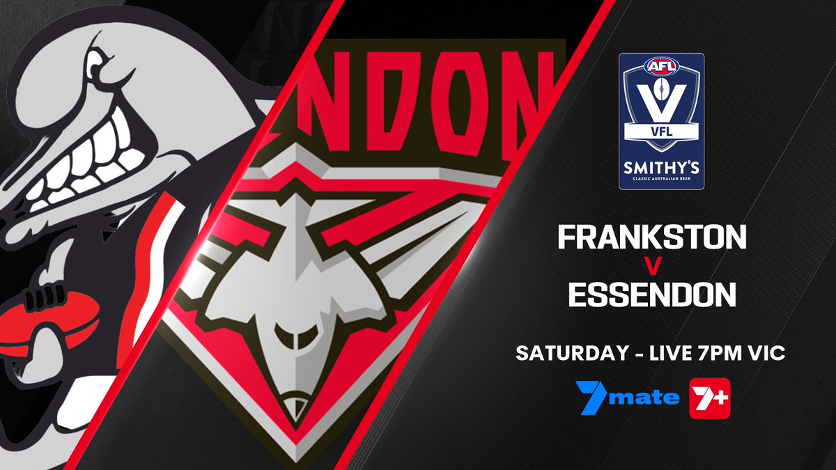 VFL / VFLW (@vfl) on Twitter photo It's a season-on-the-line clash when <a href="/FrankstonFC/">Frankston Football Club</a> hosts <a href="/essendonvfl/">Essendon VFL</a> at Kinetic Stadium.
Watch tonight's Smithy's VFL <a href="/7AFL/">7AFL</a> clash at Kinetic Stadium live and free on 7mate and 7plus from 7:00pm.
➡️ 7plus.com.au/afl It's a season-on-the-line clash when <a href="/FrankstonFC/">Frankston Football Club</a> hosts <a href="/essendonvfl/">Essendon VFL</a> at Kinetic Stadium.
Watch tonight's Smithy's VFL <a href="/7AFL/">7AFL</a> clash at Kinetic Stadium live and free on 7mate and 7plus from 7:00pm.
➡️ 7plus.com.au/afl
