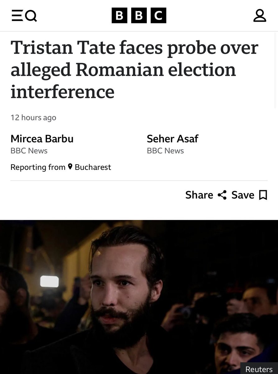 Romanian authorities have launched an investigation into British-American influencer Tristan Tate over allegations he broke election laws by posting political content on social media during the country's recent presidential elections. My latest dispatch 👇