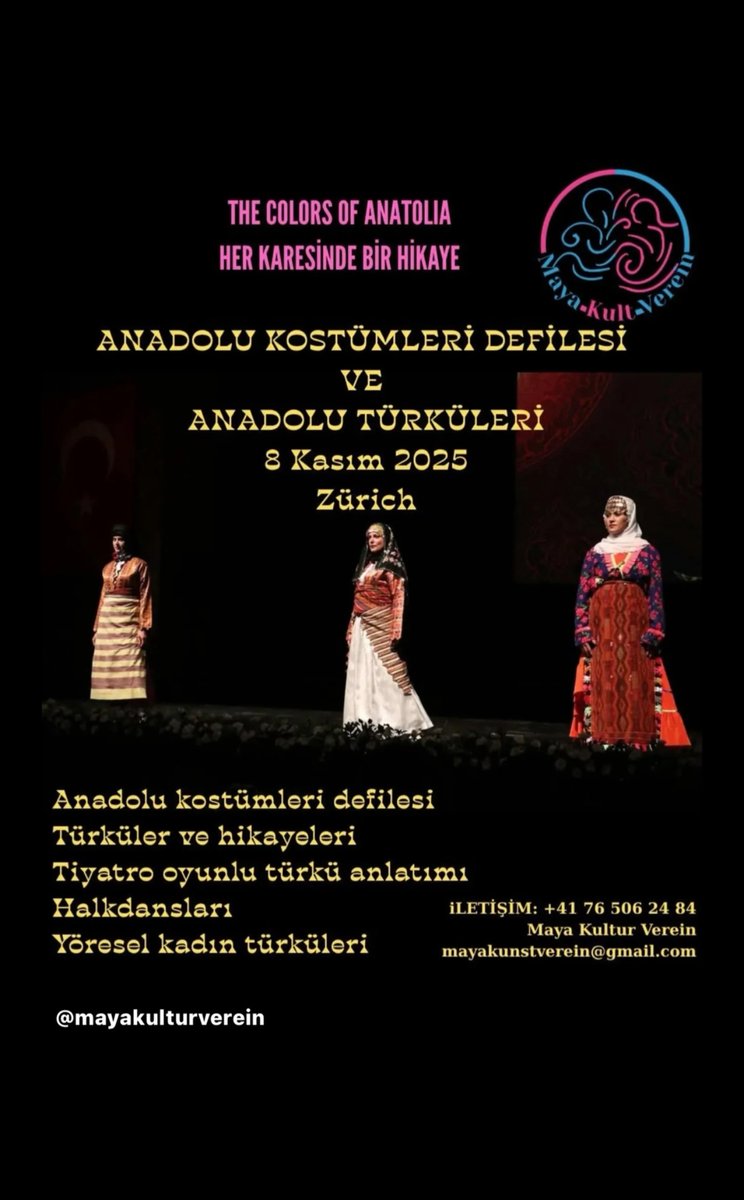 Maya Kultur Verein ile Anadolu Rüzgarı Esiyor🇹🇷


Yöresel kostümlerinizle defilede siz de yer almak ister misiniz?

Bu etkinlik çocuklarımıza ve gençlerimize Anadolu kültürünü tanıtmak için de harika bir fırsat olacak.


 #Anadolu #Yöresel #Kültürel #Geleneksel #Gurbet #İsviçre