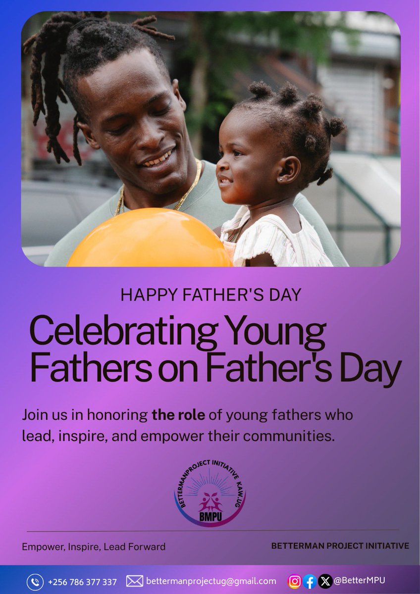 BetterManProject Initiative Kaw. Ug (@bettermpu) on Twitter photo To all the young fathers in the world. We celebrate you!
#HappyFathersDay
<a href="/byamukamaalozi4/">Byamukama Alozious</a> <a href="/EasyGuy256/">Patrick T👑</a> <a href="/CRVPF1/">Children's Rights and Violence Prevention Fund</a> <a href="/ambassadorhigs/">RAJ AMBASSADOR</a> To all the young fathers in the world. We celebrate you!
#HappyFathersDay
<a href="/byamukamaalozi4/">Byamukama Alozious</a> <a href="/EasyGuy256/">Patrick T👑</a> <a href="/CRVPF1/">Children's Rights and Violence Prevention Fund</a> <a href="/ambassadorhigs/">RAJ AMBASSADOR</a>