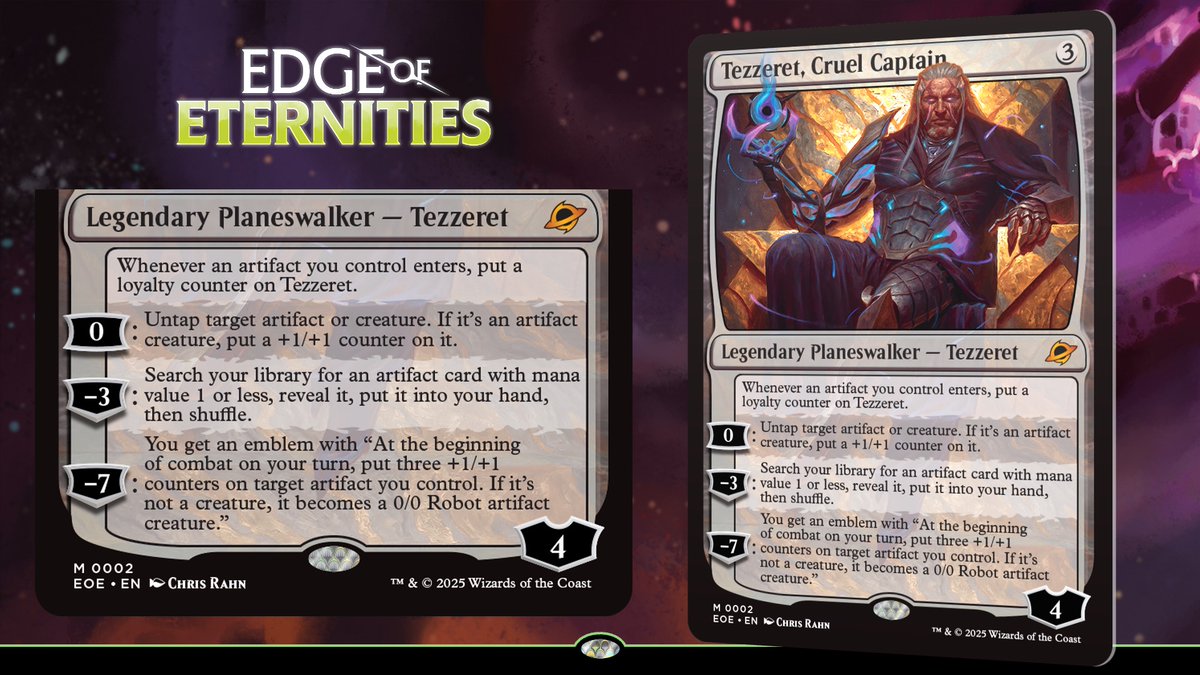 Ecco una variante Borderless Triumphant di Tezzeret, dipinta da Magali!