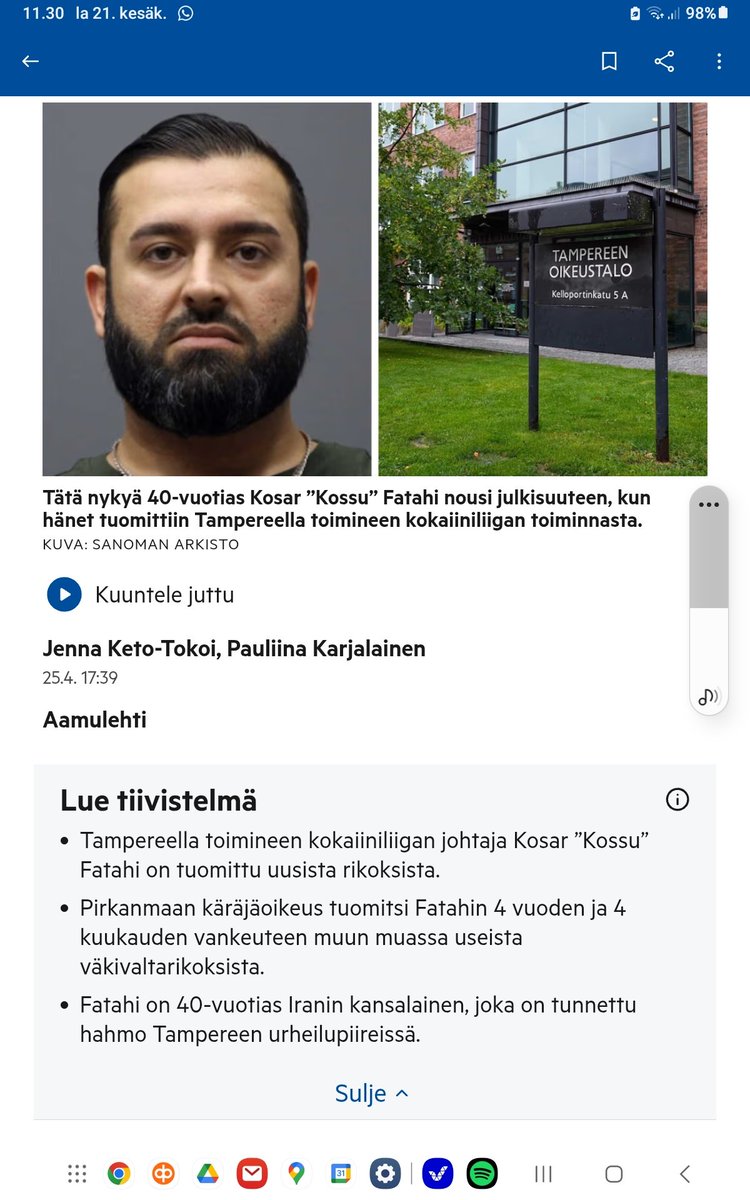 Timonlaineet's tweet image. Sarjarikollinen, jonka papereissa löytyy vuosien varrelta väkivaltaa, puukotus, huumeliigan pyöritystä, linnatuomio, laiton konepistooli kotona jne
Mutta kaikesta huolimatta tämä iranin kansalainen vuodesta toiseen tallaa Tampereen katuja
#kosar #fatahi #iran