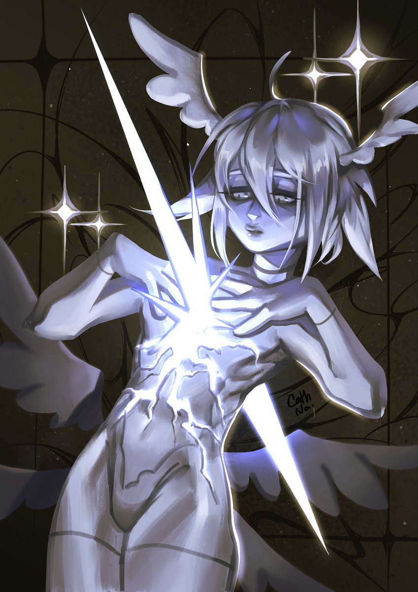 👼My OC angel creature it doesn't have a gender or a name.
While working on this one, I found new ways to work with color that fit my working style.
I like how it turned out.

#ocart