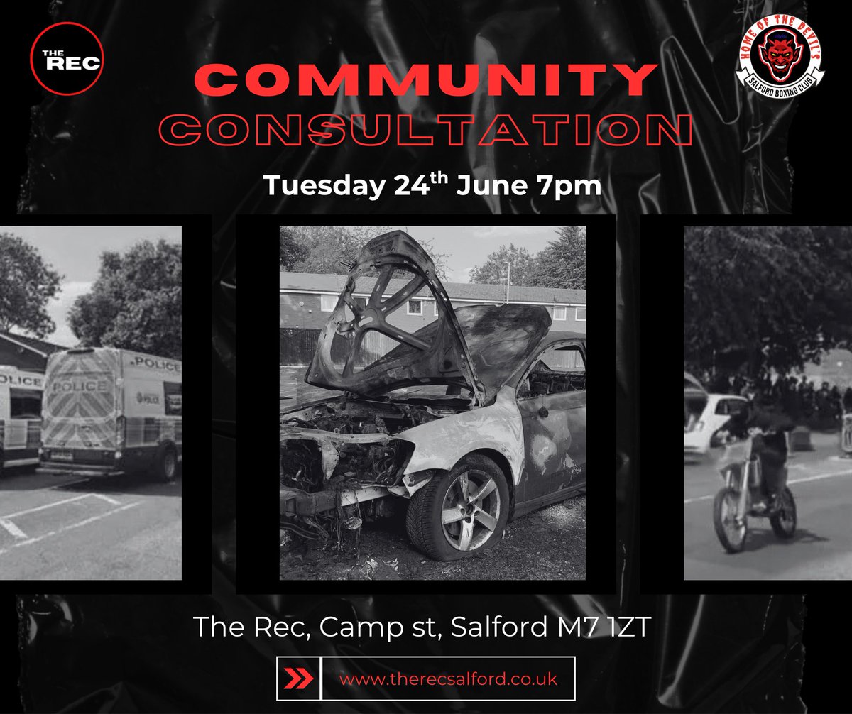 @TheRecSalford (@therecsalford) on Twitter photo 🗣 Community Meeting – Tues 24 June, 7PM
📍 The Rec, Camp St, Salford
After recent unrest, we’re inviting locals to talk, listen & shape what’s next — especially for our youth.
All welcome. Free brews & honest convo.
💬 Let’s build together.
<a href="/SalfordCVS/">Salford CVS</a> <a href="/SalfordCouncil/">Salford City Council</a> 🗣 Community Meeting – Tues 24 June, 7PM
📍 The Rec, Camp St, Salford
After recent unrest, we’re inviting locals to talk, listen & shape what’s next — especially for our youth.
All welcome. Free brews & honest convo.
💬 Let’s build together.
<a href="/SalfordCVS/">Salford CVS</a> <a href="/SalfordCouncil/">Salford City Council</a>