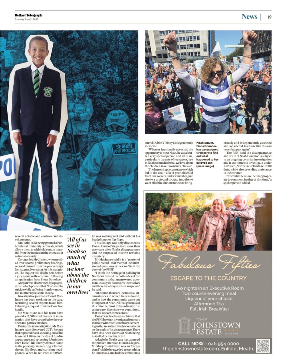 Noah Donohoe: Five years on from death of Belfast schoolboy, many key questions have yet to be answered

Inquest is confirmed to commence on Monday 3 November.