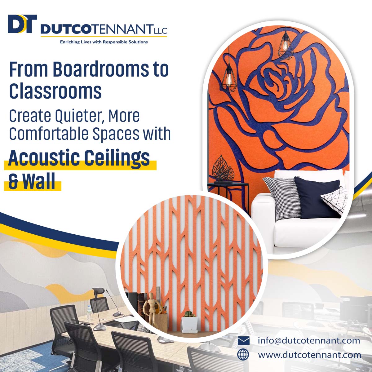 Dutco Tennant LLC (@dutcotennant) on Twitter photo Calmer spaces lead to better performance. Our acoustic ceilings & walls reduce noise, improving comfort in offices, hospitals & schools.
Want to know more? Reach us at info@dutcotennant.com.
#AcousticSolutions #NoiseControl #SoundAbsorption #AcousticWalls #DutcoTennantLLC Calmer spaces lead to better performance. Our acoustic ceilings & walls reduce noise, improving comfort in offices, hospitals & schools.
Want to know more? Reach us at info@dutcotennant.com.
#AcousticSolutions #NoiseControl #SoundAbsorption #AcousticWalls #DutcoTennantLLC