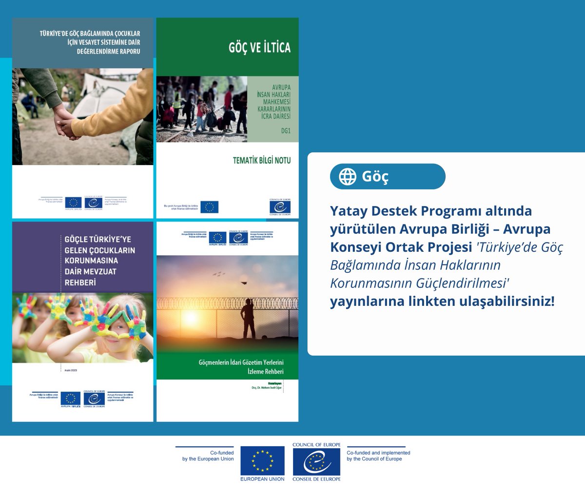 Council of Europe Programme Office in Ankara (@coe_ankara) on Twitter photo 📢#DünyaMültecilerGünü vesilesiyle, Avrupa Birliği–Avrupa Konseyi Ortak Programı <a href="/CoE_EU_HF/">Horizontal Facility</a> kapsamında yürütülen “Türkiye’de Göç Bağlamında İnsan Haklarının Korumasının Güçlendirilmesi” Eylemi çerçevesinde üretilen başlıca yayınlara göz atın.
<a href="/EUDelegationTur/">AB Türkiye Delegasyonu🇪🇺EU Delegation to Türkiye</a> <a href="/coe/">Council of Europe</a>
🔎Daha 📢#DünyaMültecilerGünü vesilesiyle, Avrupa Birliği–Avrupa Konseyi Ortak Programı <a href="/CoE_EU_HF/">Horizontal Facility</a> kapsamında yürütülen “Türkiye’de Göç Bağlamında İnsan Haklarının Korumasının Güçlendirilmesi” Eylemi çerçevesinde üretilen başlıca yayınlara göz atın.
<a href="/EUDelegationTur/">AB Türkiye Delegasyonu🇪🇺EU Delegation to Türkiye</a> <a href="/coe/">Council of Europe</a>
🔎Daha