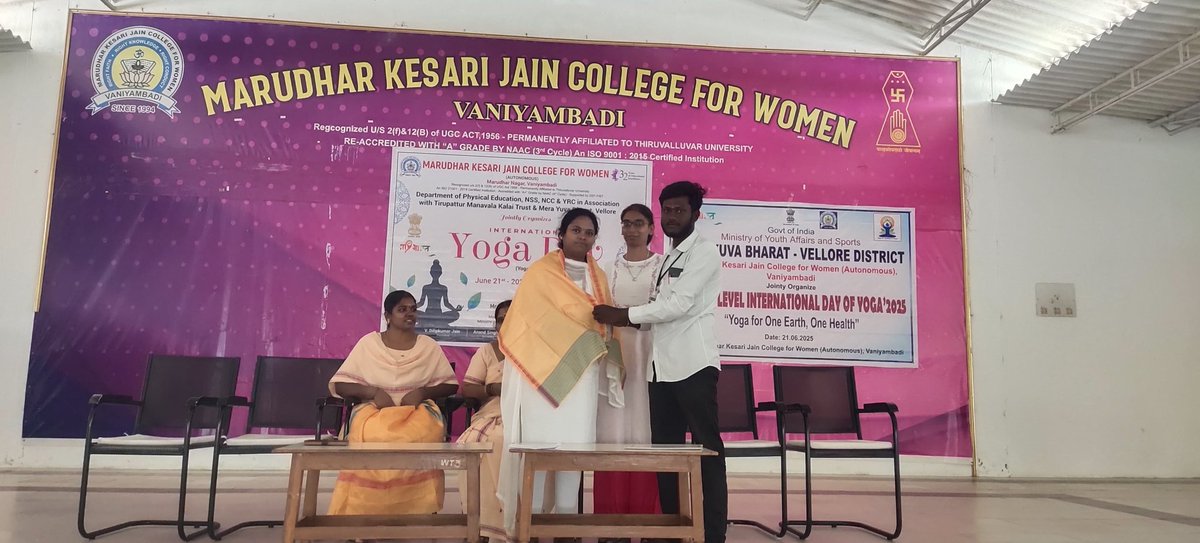 Nehru Yuva Kendra,Vellore (@nyksvellore) on Twitter photo International Day of Yoga 2025 was observed by Youth volunteers of #MYBharatVellore, Tirupathur District Tamilnadu in collaboration with Marudhar kesari Jain college for women -Vaniyambadi, Tirupathur District
#IDY2025
<a href="/MYBharatHQ/">Mera Yuva Bharat - MY BharatHQ</a> <a href="/IndiaSports/">Dept of Sports MYAS</a> <a href="/MYBharatTN/">MYBharat Tamil Nadu and Puducherry</a> International Day of Yoga 2025 was observed by Youth volunteers of #MYBharatVellore, Tirupathur District Tamilnadu in collaboration with Marudhar kesari Jain college for women -Vaniyambadi, Tirupathur District
#IDY2025
<a href="/MYBharatHQ/">Mera Yuva Bharat - MY BharatHQ</a> <a href="/IndiaSports/">Dept of Sports MYAS</a> <a href="/MYBharatTN/">MYBharat Tamil Nadu and Puducherry</a>
